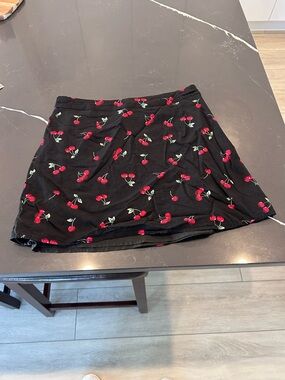 Morrisday The Label Black Skater Skirt Red Cherry Print Size M Y2K Cute